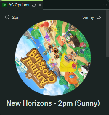 A screenshot describing the feature titled Plays hourly music from the Animal Crossing games